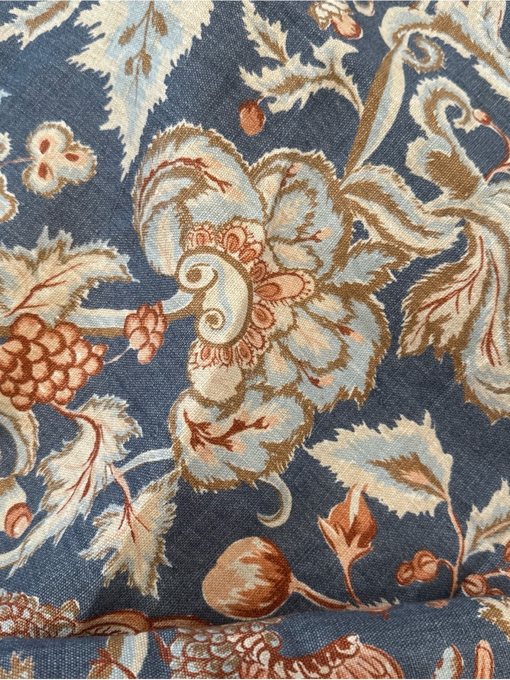 Vtg Westgate Screen print Floral Decorator Fabric ~  Jacobean ~ 4 Yards